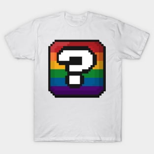 LGBTQ Pride Rainbow Pixel Question Mark Box T-Shirt